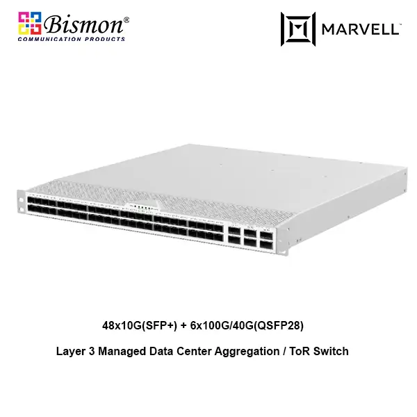 48-Port 10G SFP+ with 6-Port 100G QSFP28 Layer 3 Managed Data Center Aggregation Switch(Marvell)